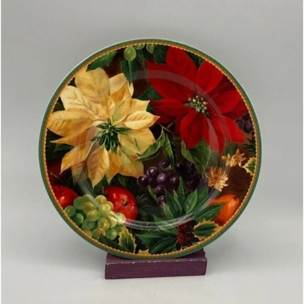 Hallmark Holiday Abundance‎ Accent Salad Plate (s) Poinsettia Christmas Sakura